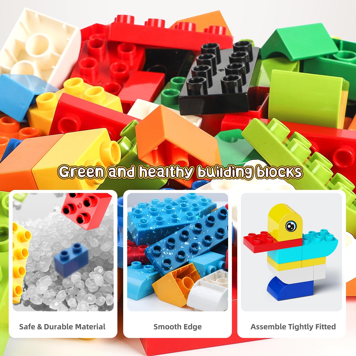 burgkidz Animal Building Toys for Toddlers 3-5, Jumbo 135Pcs Building Blocks, Creative Take Apart Puzzle with Storage Bucket, Compatible with Major Brands, Preschool Birthday Gift for Boys Girls
