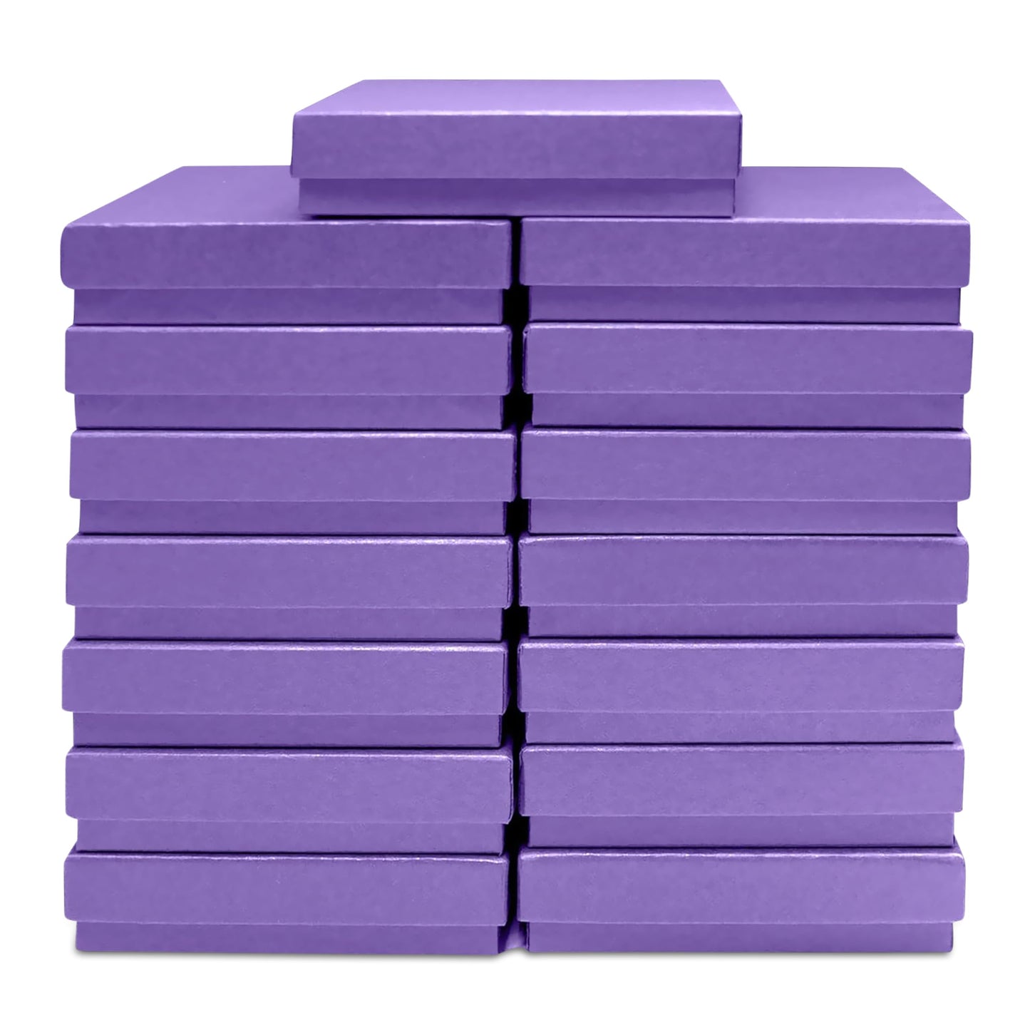Novel Box 15 Pack Purple Jewelry Gift Box 3.5x3.5x0.87in with Cotton Filled | Cardboard Jewelry Box | Gift Boxes with Lids Made in USA | Boxes for Bracelet Necklace Ring Earrings.