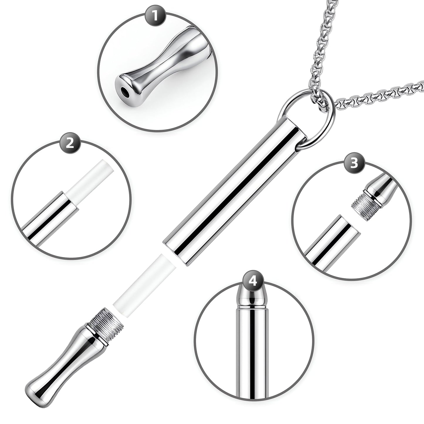 ENFANTRY Breathing Necklace for Anxiety, Stainless Steel Breathing Pendant Breathwork Tool for Calm Meditation & Stress Relief, Mindfulness Slow Breathing Trainer, Adjustable Chain, Gift for Women Men