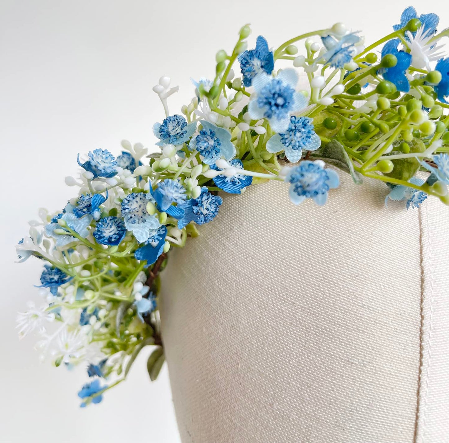 June Bloomy Bridal Flower Crown Women Rose Floral Headband Maternity Photo Prop Baby Shower Leaf Hair Wreath (B-Blue)