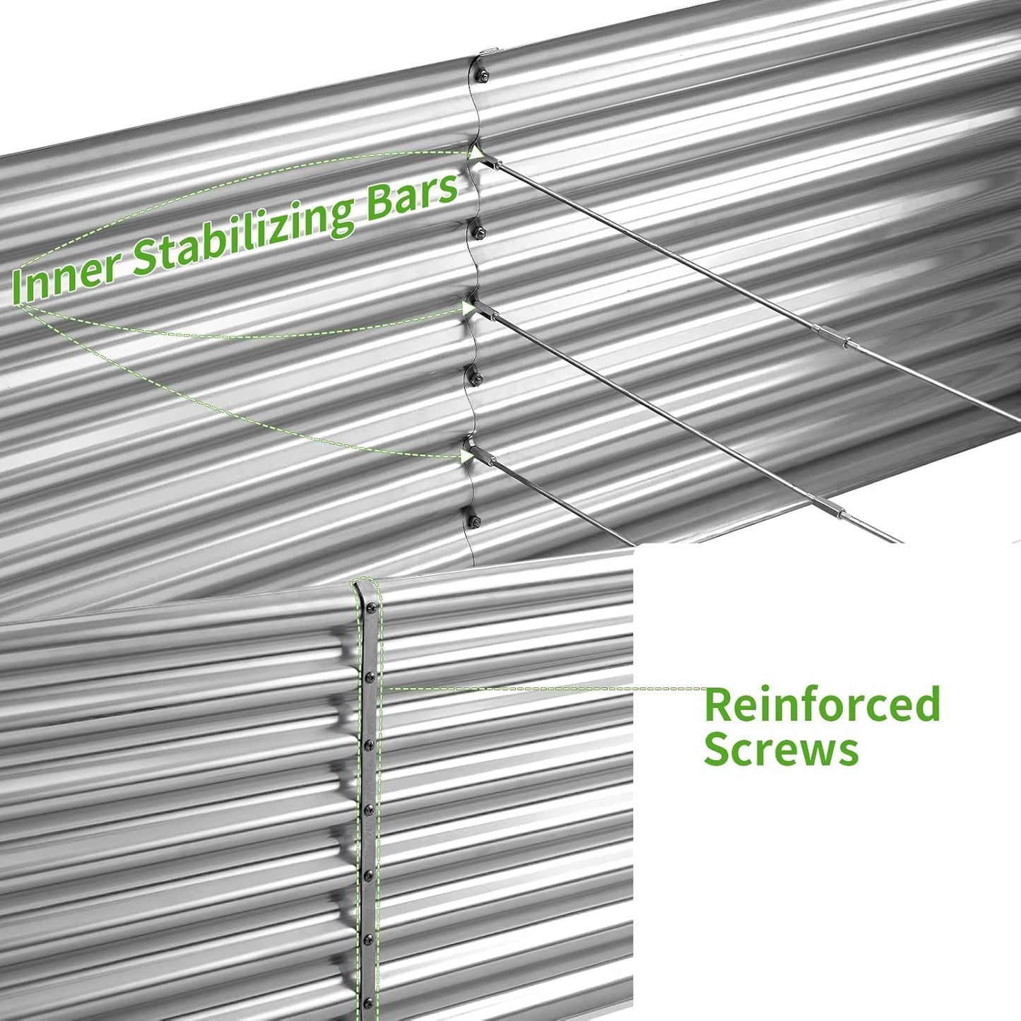 Land Guard 2 Pack 8×4×2ft Galvanized Raised Garden Bed Kit, Galvanized Planter Raised Garden Boxes Outdoor, Large Metal Raised Garden Beds for Vegetables (Silver)
