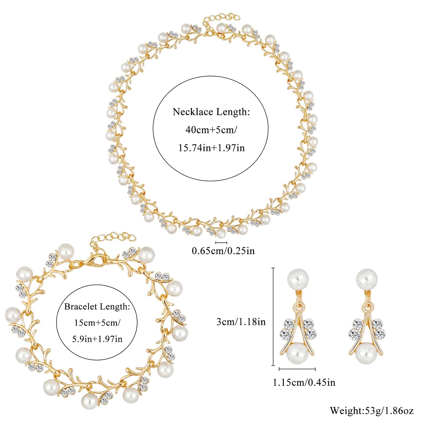 AILUOR Pearl Jewelry Set for Women, 14K Gold/Silver Plated Pearl Necklace, Earring Set and Choker - Wedding Bridal Gift (3pcs Gold)