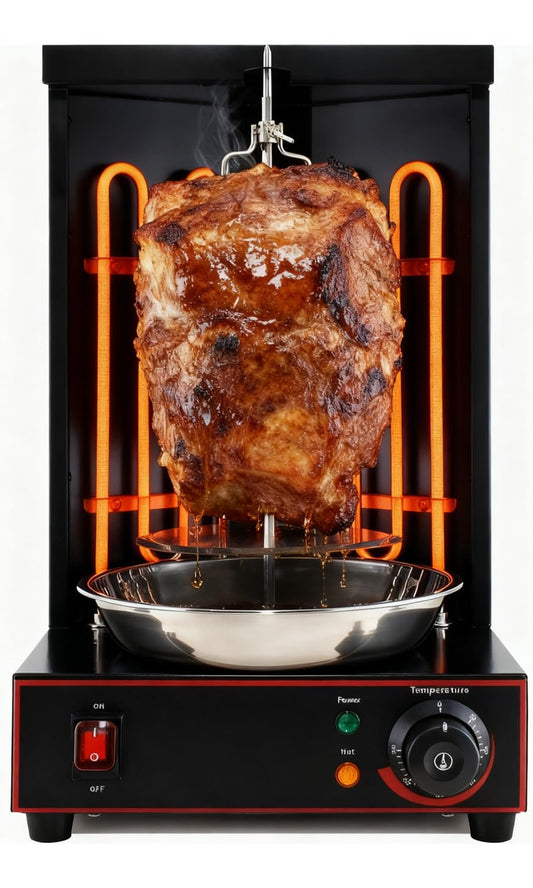 BNDHKR Electric Shawarma Grill Machine Countertop Rotisserie Turkey Maker Vertical Barbecue Oven with Temperature Control for Commercial/Household 122℉-572℉ 110V Black