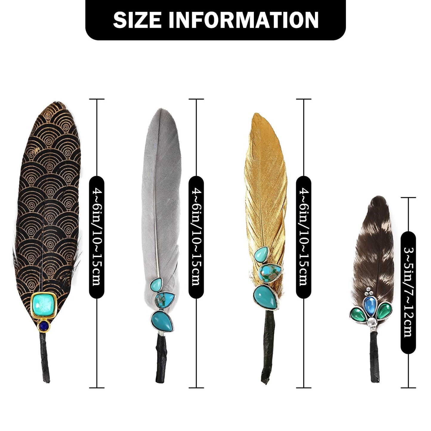 Hat Feathers for Cowboy Real Feathers with 3D Decoration for Women Men DIY Fedora and Western Hats, Christmas Party, Oktoberfest, Trilby Hats (4PCS)