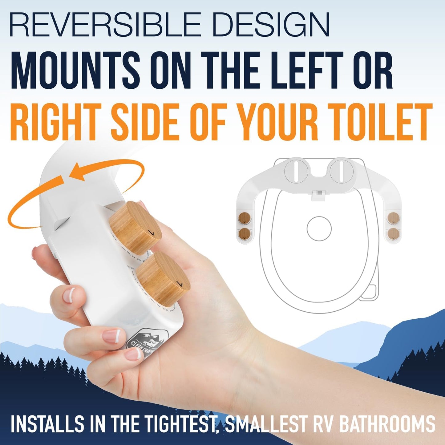 Clean Camper The Original RV Bidet Self-Cleaning Dual Nozzles | Non-Electric, Reversible Design | Easy Installation, RV Waterline Compatible | Adjustable Gentle Water Pressure | Eco-Friendly