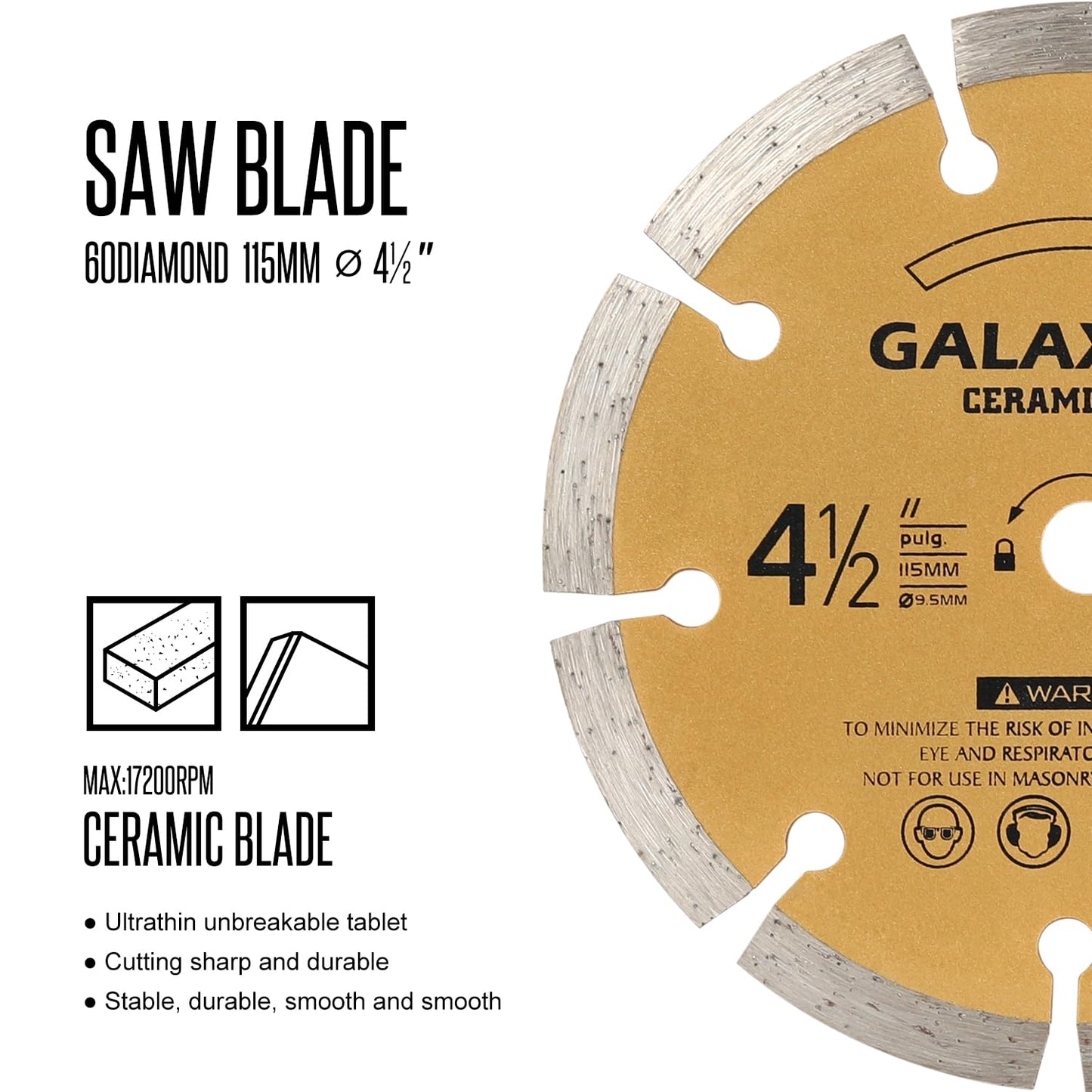 GALAX PRO Saw Blade Set, Pack of 4 Assorted 60T HSS Metal/24T TCT Wood/Diamond 4-1/2-Inch Circular Saw Blade with 3/8" Arbor for Fast Cutting…