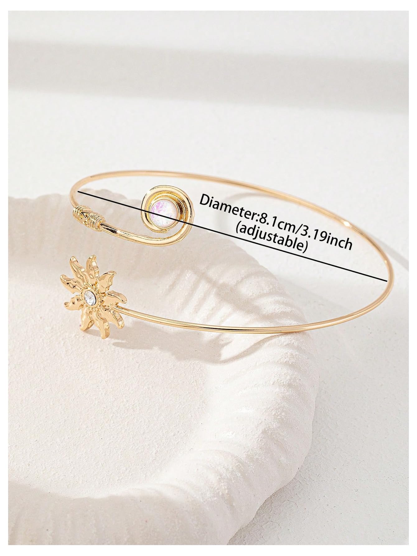 MakeMeChic Beach Gold Arm Cuff Jewelry for Women Bangle Band Armlet Flower Upper Arm Cuff Bracelet Summer Beach Essentials Gold Sun One-Size
