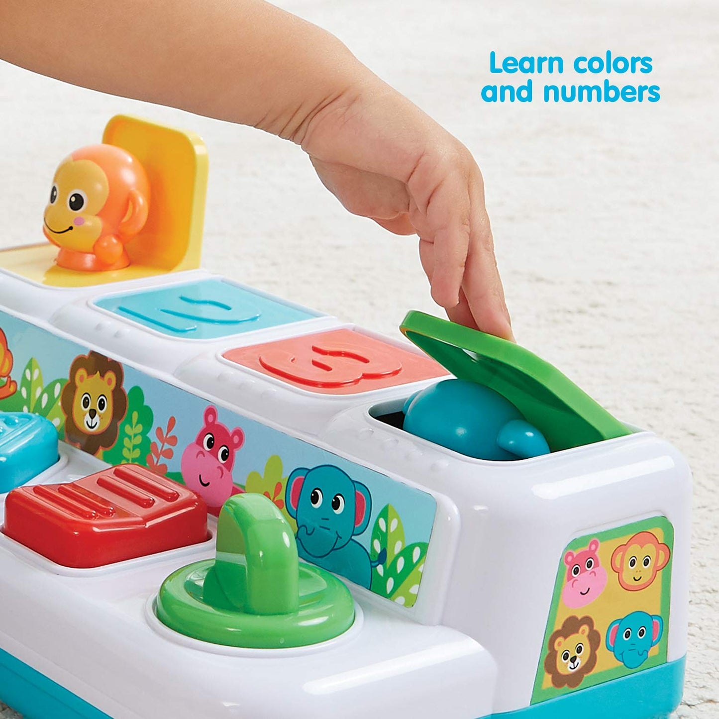 Kidoozie Pop ‘n Play Animal Friends, Pop Up Activity Toy for Learning Colors, Numbers, Animal Names and Sounds; Suitable for Toddlers Ages 12 Months and Older, Small