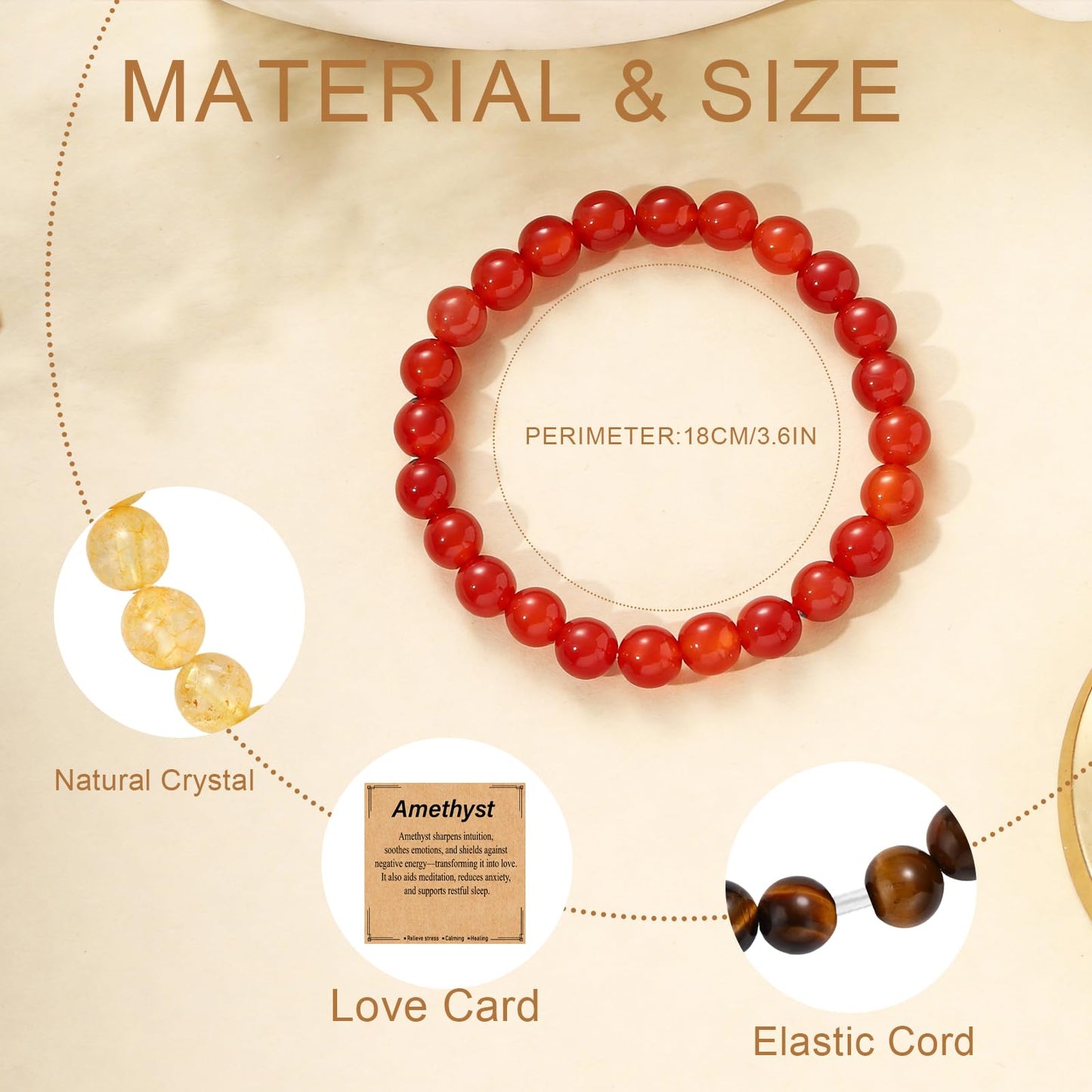 Kenailw Amethyst Beaded Bracelet for Women, Natural Purple Crystal Bracelet Healing Anxiety Protection Birthday Jewelry Gifts for Her Daughter Mom Best Friend Bestie