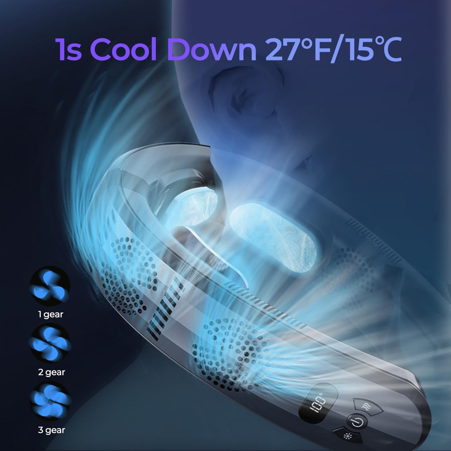 Portable Neck Air Conditioner Fan,Bladeless Fans,Long Endurance Limited Version Portable Neck Fan with LED Rechargeable Personal Neck Fans,3 Latest Cooler Plates,Quiet,Lightweight Neck Fans,Black