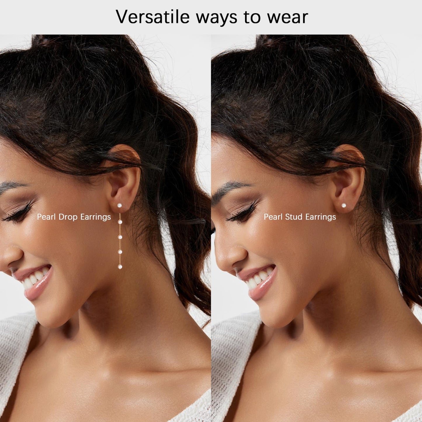 HERIER Gold Jewelry Set for Women Dainty 14K Gold Plated Layered Pearl Necklaces for Women Pearl Drop Earrings Bracelets Trendy Wedding Bride Jewelry Gift