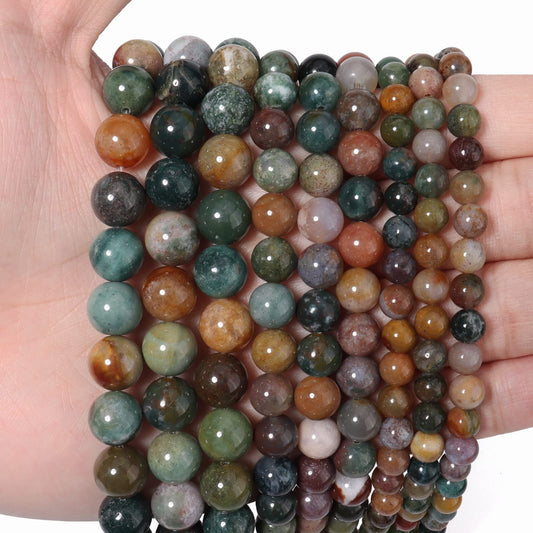45pcs 8mm Natural Stone Beads Indian Agate Beads Energy Crystal Healing Power Gemstone for Jewelry Making, DIY Bracelet Necklace