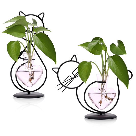 Plant Terrarium Plants Propagation Station Cat Lover Gifts for Women Home Office Decor Cat Desk Accessories