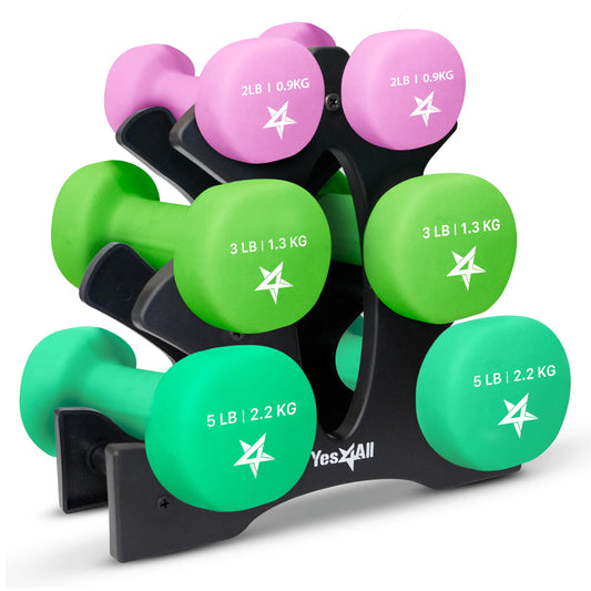 Dumbbell Neoprene 2-3-5lb pair + Plastic Rack