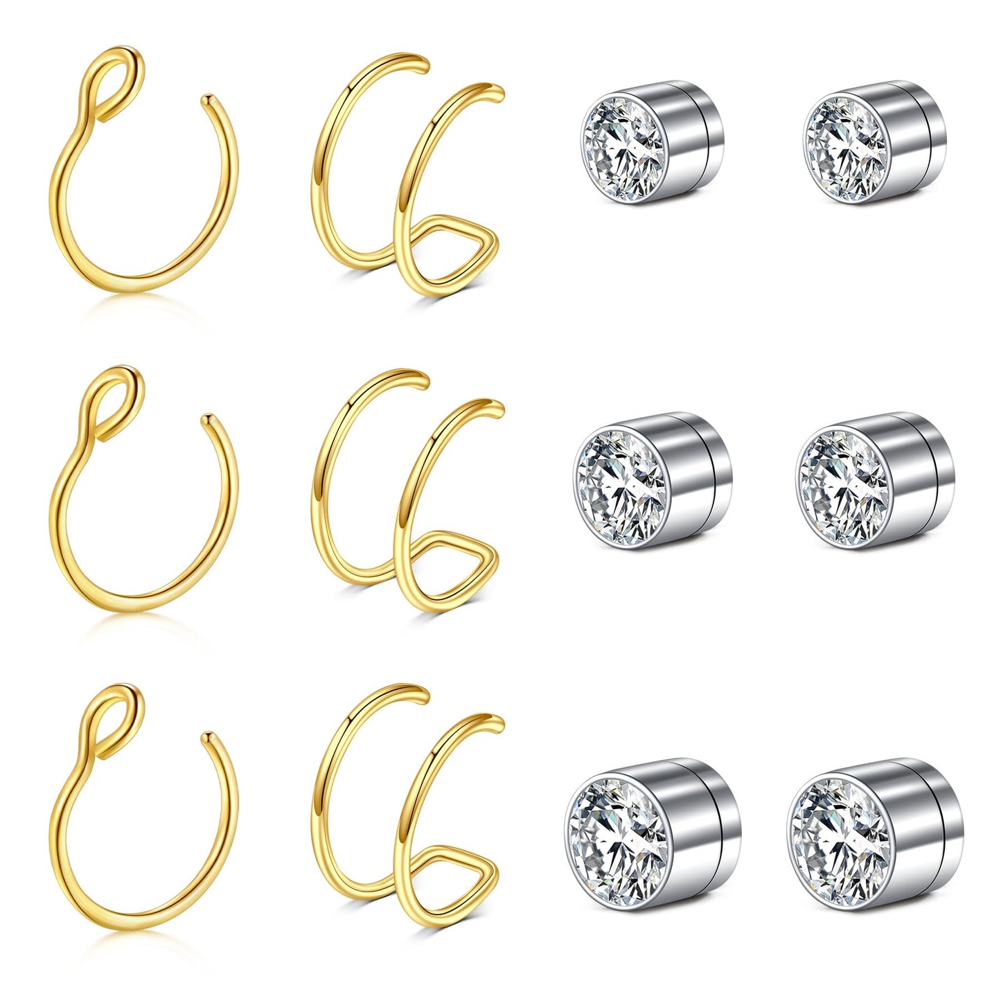 JFORYOU FORYOU Fake Nose Ring Fake Nose Piercing Fake Nose Rings for Women Faux Nose Piercing Clip on No Pierced Non Piercing Faux Body Piercing Jewelry for Women Men