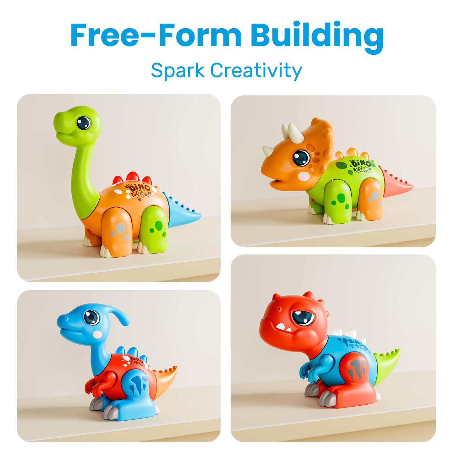 iPlay, iLearn Toddler Assembly Dinosaur Toy, Easy Take Apart Dinosaur Building Set W/Light & Roars Sound, STEM Learning Educational Toy, Birthday Gift for 18 Month 1 2 3 4 5 Year Olds Kids Boys Girls