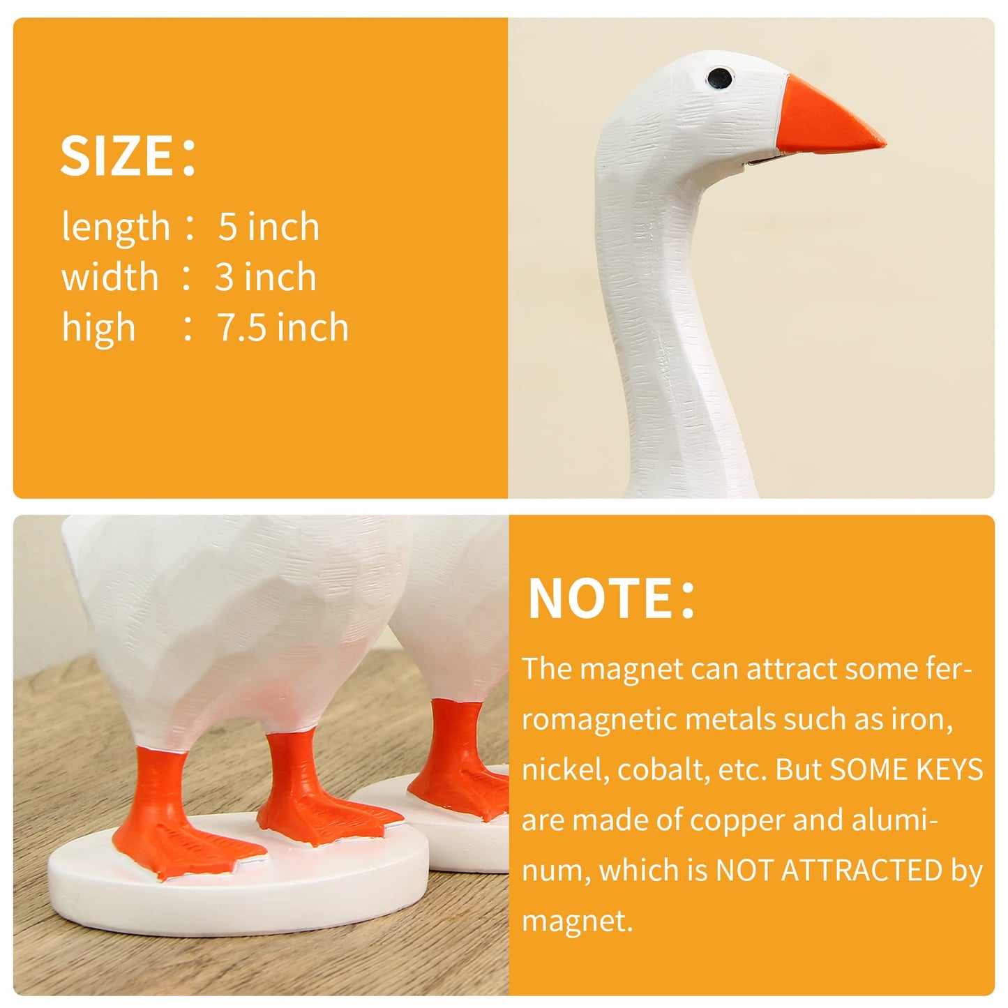 GRAPMKTG Magnetic Goose Key Holder Cute Home Decor Kawaii Room Office Table Desk Decor Aesthetic Funny Bedroom Decor Housewarming Gifts for Women Men1 Pack