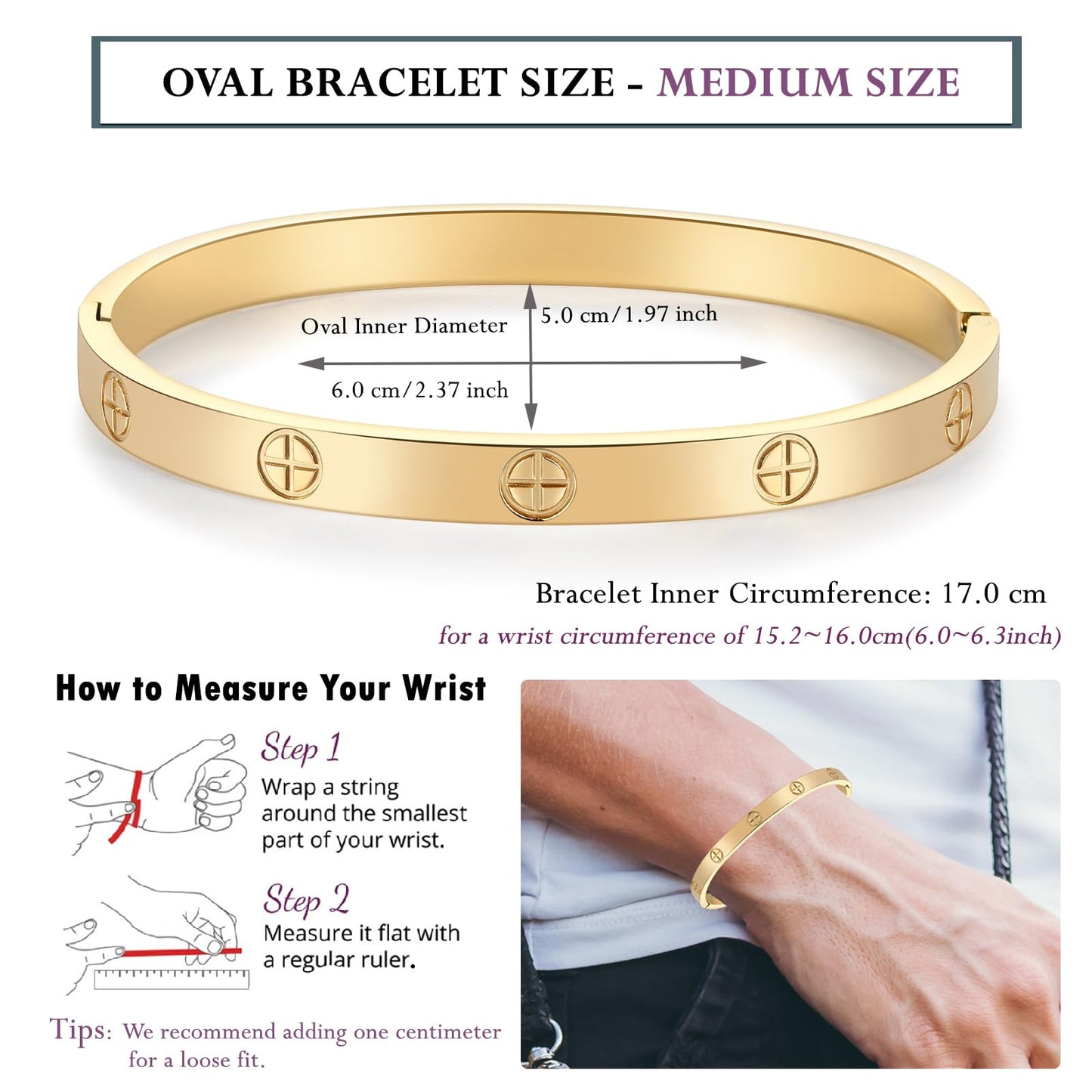 RIMRIVA 18K Gold-plated Bracelets for Women Cross Love Bangle Stainless Steel Jewelry Anniversary Her Birthday Wedding Christmas Gifts for Women Friend Mom Wife Stocking Stuffers Basket