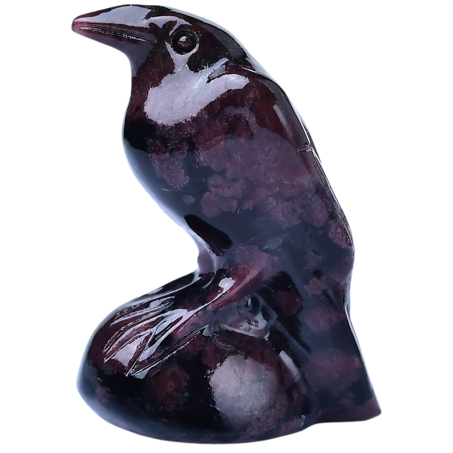 WUYOUSHI Natural Garnet Crystal Raven Statue 2" Healing Crystal Handmade Sculpture Lucky Guardian Pocket Statues Reiki Meditation Office Home Decoration Gift
