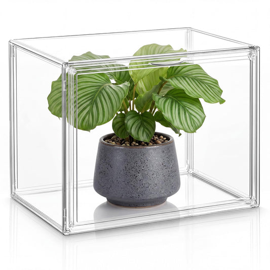 Novabright Mini Greenhouse Indoor, Clear Portable Tabletop Green House with Magnetic Door for Seed Starting, Plant Grow Warmer and Home Gardening Display (14.1 x 10.6 x 9 Inch)