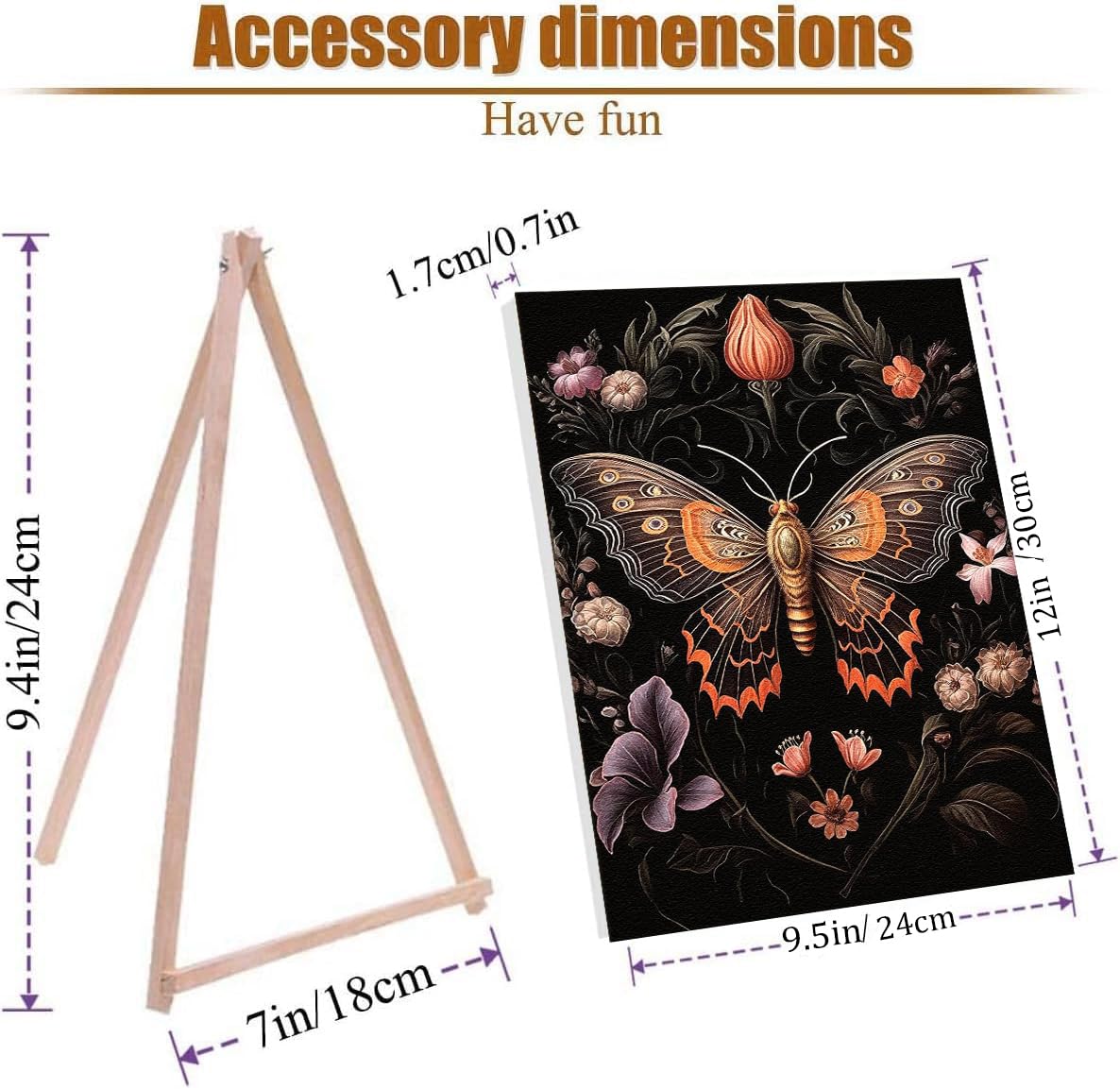 4 Pack Insect Paint by Numbers Kit for Adults Beginner with Frame,Dragonfly Moth Bee Butterfly Paint by Number with Wooden Easel DIY Landscape Adult Paint by Number Kits for Home Decor 9x12inch