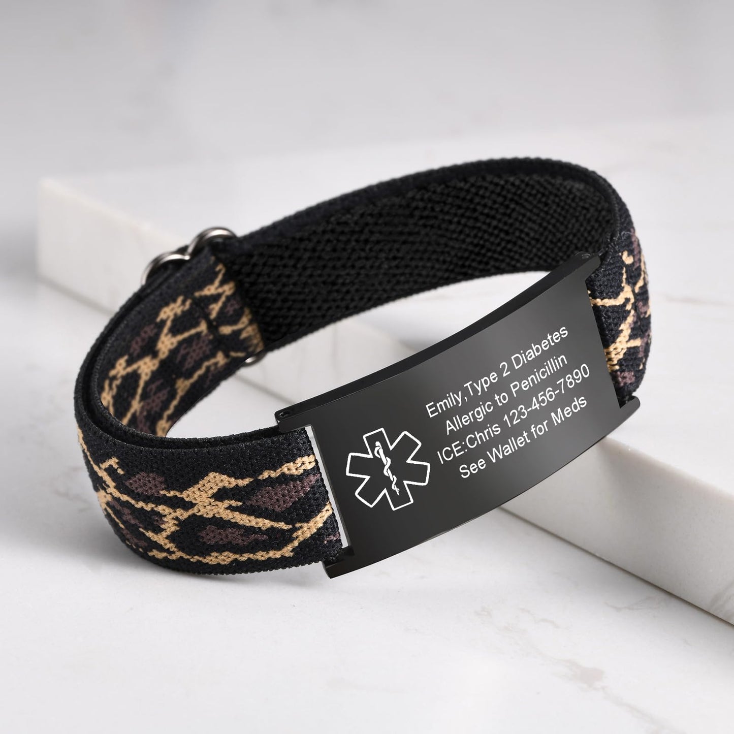 VNOX Medical Alert Bracelets for Men & Women with Free Engraving Adjustable Stainless Steel Mesh Emergency Medical ID Bracelets Wristband