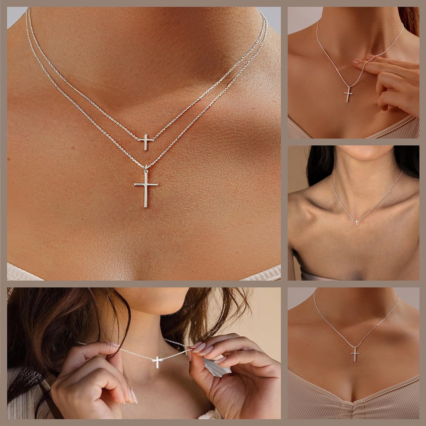 HAXIYA Silver Cross Necklaces for Women Dainty Sterling Silver Plated Tiny + Mini Cross Pendant Necklace for Women on Tarnish Simple Silver Cross Choker Trendy Cute Faith for Womens Jewelry Gift