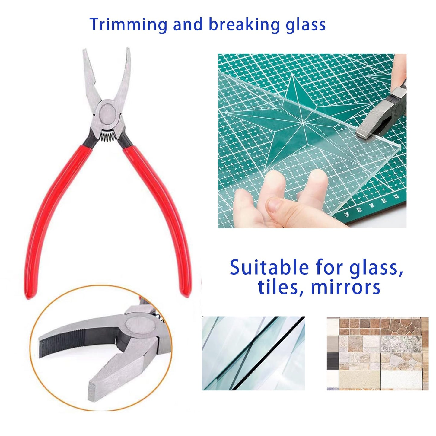 Puwany Glass Cutting Tool Kit,Glass Cutters Tools Set with Oil Feed Glass Cutter Glass Running Pliers Breaker Pliers, Glass Cutting for Stained Glass Mosaic Tiles Mirrors,Zipper Package