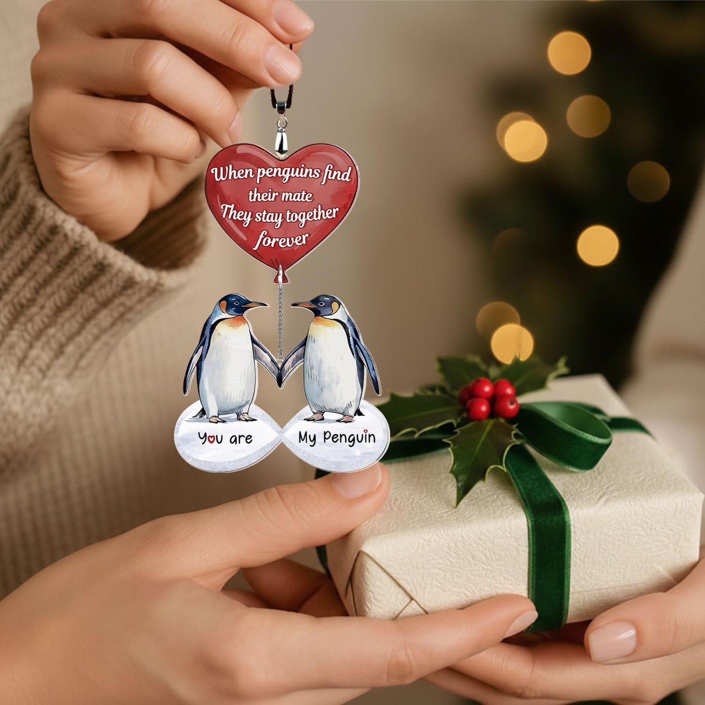 Gifts for Him Her - Wedding for Women Men Couple - Birthday Gift for Girlfriend Boyfriend - Romantic I Love You Gift for Wife - Couple Penguin Ornaments for Christmas Valentines Day