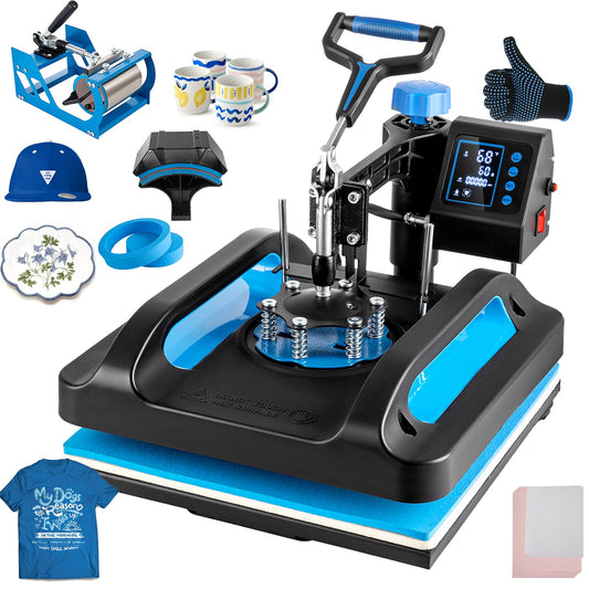 Leomru 5 in 1 Heat Press Machine, Heat Press 15x15, Multifunction T Shirt Press Machine, 360-Degree Swing Away Sublimation Heat Press Machine for T-Shirt Mugs Hat Cap Slide Out