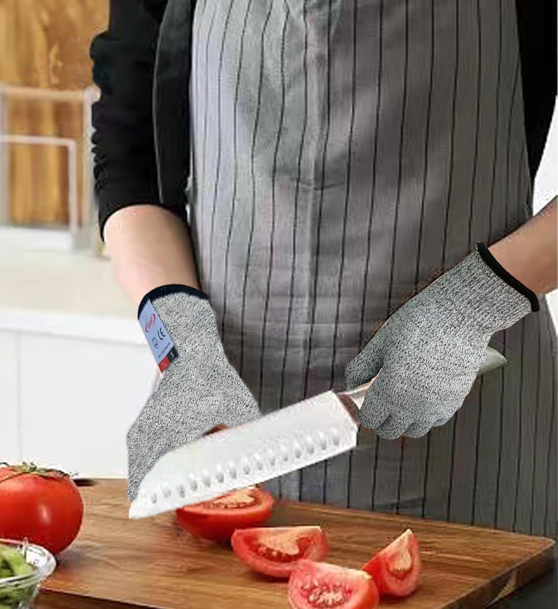 ohsuni Cutting Gloves, 2 Pairs of Cut Resistant Gloves Food Grade, Cut Resistant Gloves for Kitchen, Oyster Shucking, Fish Fillet Processing, Carving Wood and Gardening(Medium-Grey)