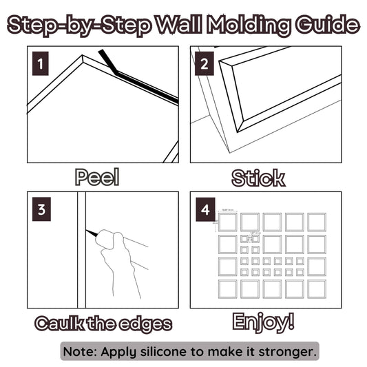 Peel and Stick Wall Molding Kit | Pre-Cut Paintable Wainscoting Panels | 16 Frames 19.68” + 16 Frames 7.87” (Totally 32 pcs) | Easy Install Decorative Wall Trim for Bedroom, Living Room