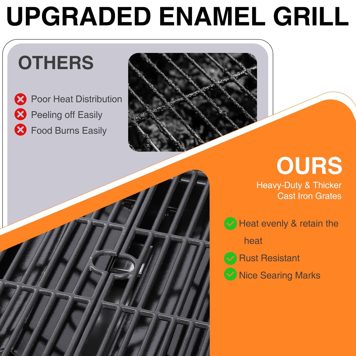 GRILL DEPOTS 3-Burner Propane Gas Grill with 2 Folding Sides, BBQ Grill with Wheels, Double-layer Stainless Steel Lid & Cast Iron Grates 30,000 BTU for Outdoor Backyard Patio