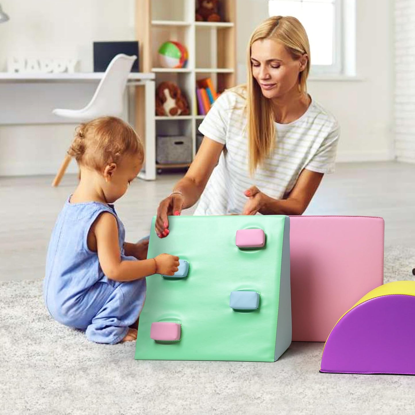 GarveeLife Foam Climbing Blocks for Toddlers, Waterproof Toddler Climbing Toys, Baby Jungle Gym Indoor Lightweight, Easy to Clean Foam Play Gym 5PCS