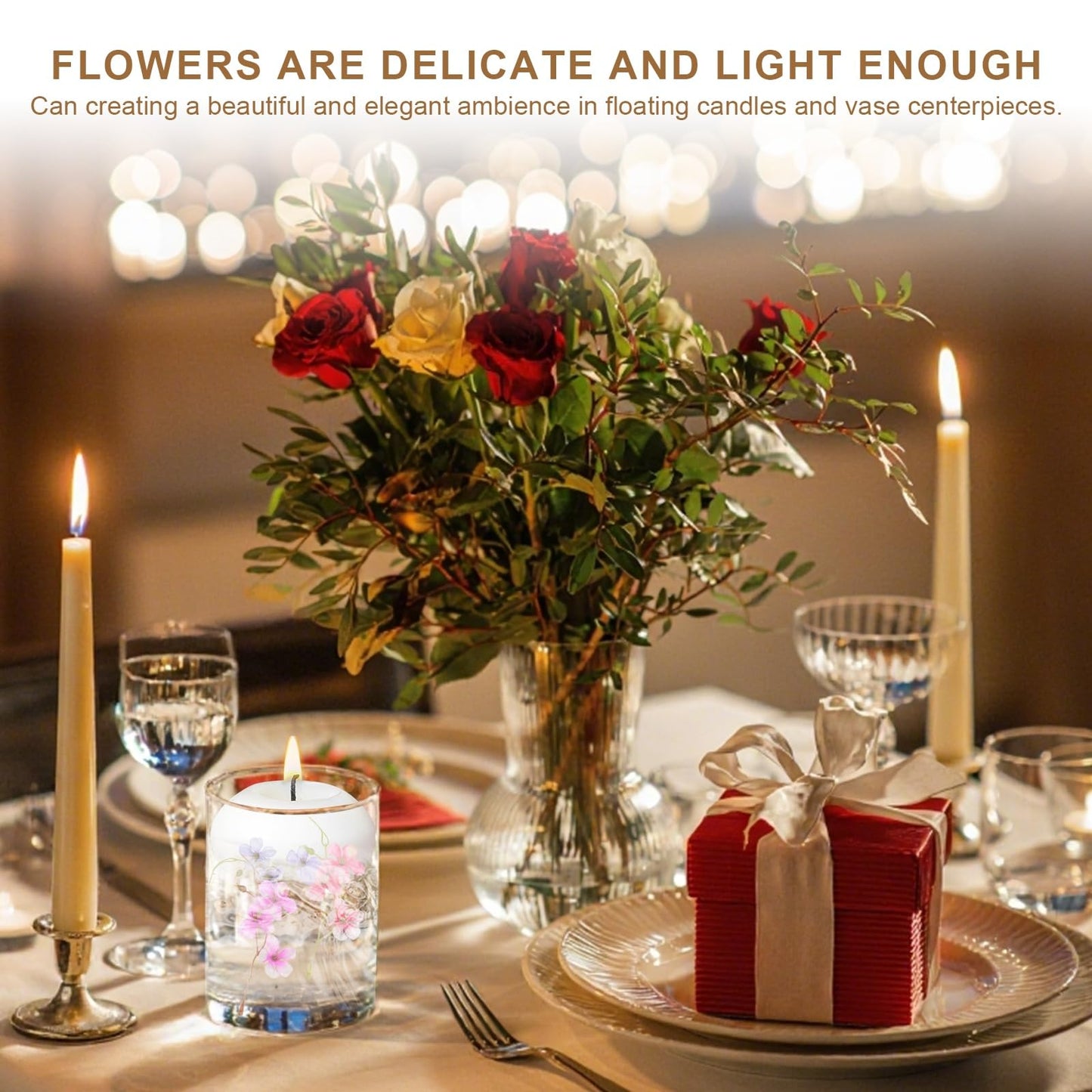 uxcell 24Pcs Floating Flowers for Centerpieces, Pink White Pea Flower Silk Faux Flower Heads for Floating Candles Vases Filler Party Home Table Wedding Centerpieces Decoration