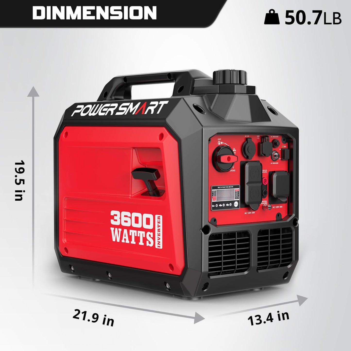 PowerSmart 3600-Watt Portable Inverter Generator, Quiet, 30 amp for RV, home use