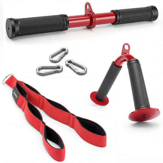 MANUEKLEAR 3PC Tricep Rope Cable Attachments Set for Full Arm Workout, Cable Machine Attachments with Non-Slip Grips, Anti-Rust Cable Attachments for Gym