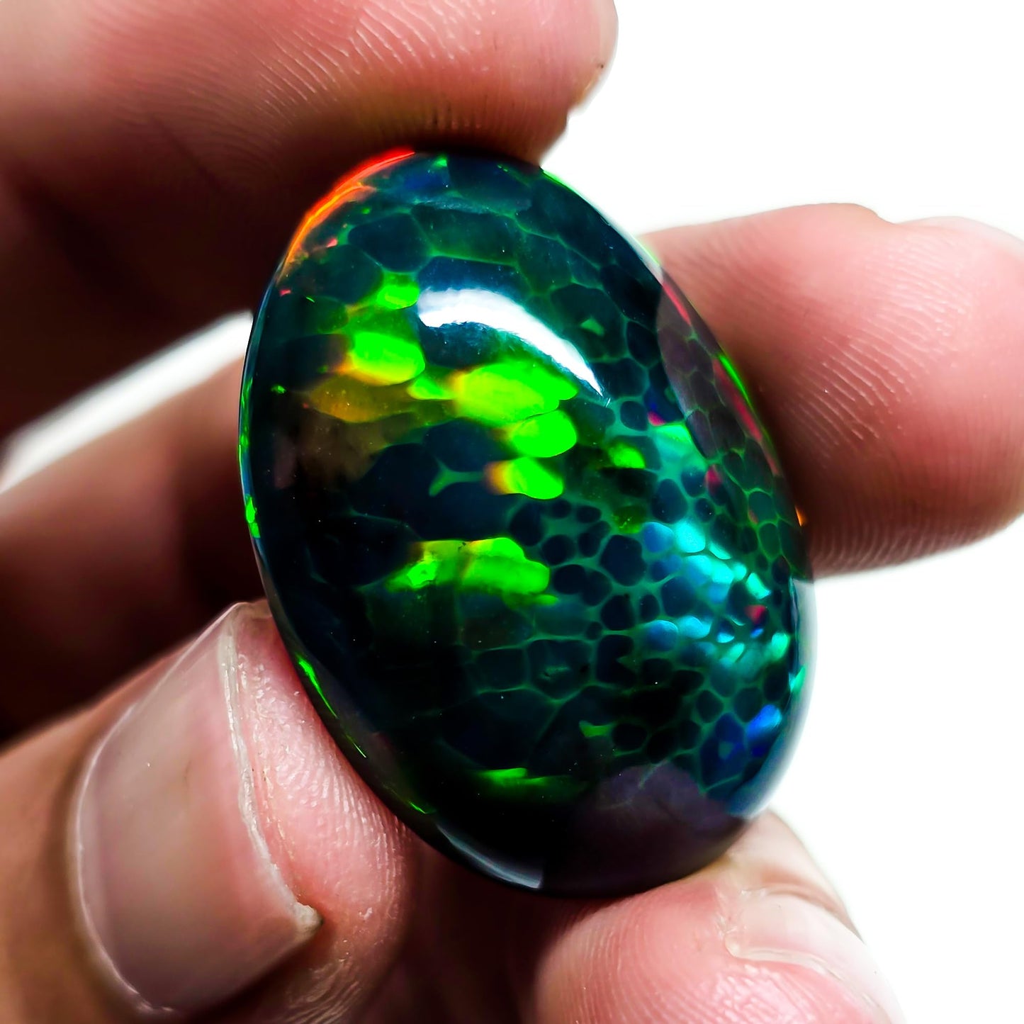 24 Carat Honeycomb Black Ethiopian Opal Cabochon Gemstone