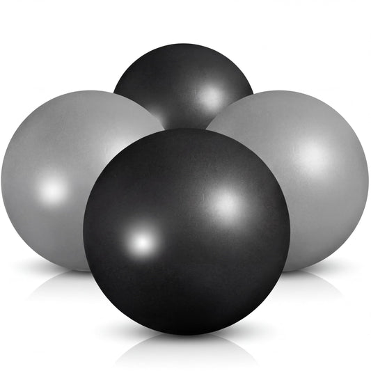 Tasdurian 4 Pcs Small Exercise Pilates Ball Bulk 9 Inch Mini Yoga Balls Anti Burst and Slip for Stability, Fitness, Physical Therapy, Stretching & Core Workout at Home Gym Office Class(Black,Gray)