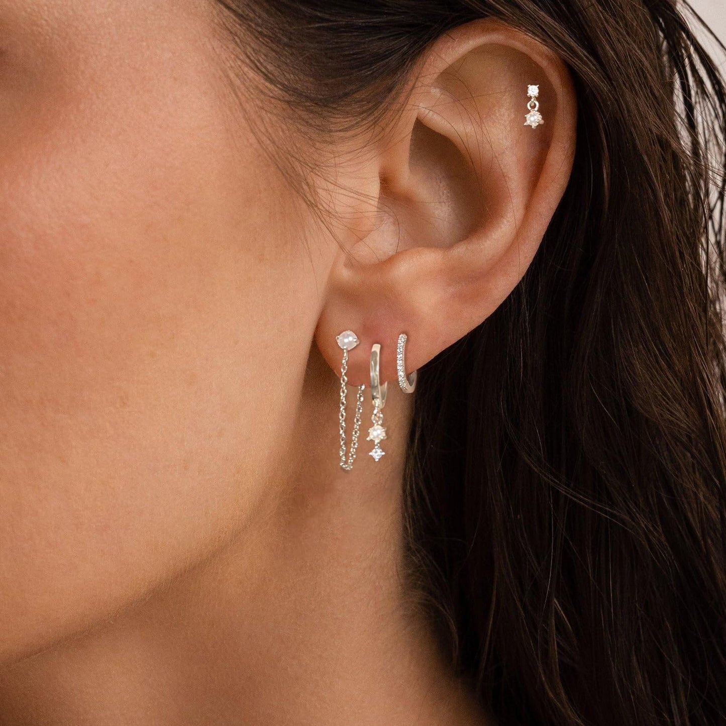 SELFROSE Cartilage Earrings for Women,Dainty Silver Earrings Set Cute Pearl Earrings for Women Trendy Hypoallergenic Cartilage Earring Stack Pearl Dangle Earrings Small Huggie Hoop Earrings Jewelry