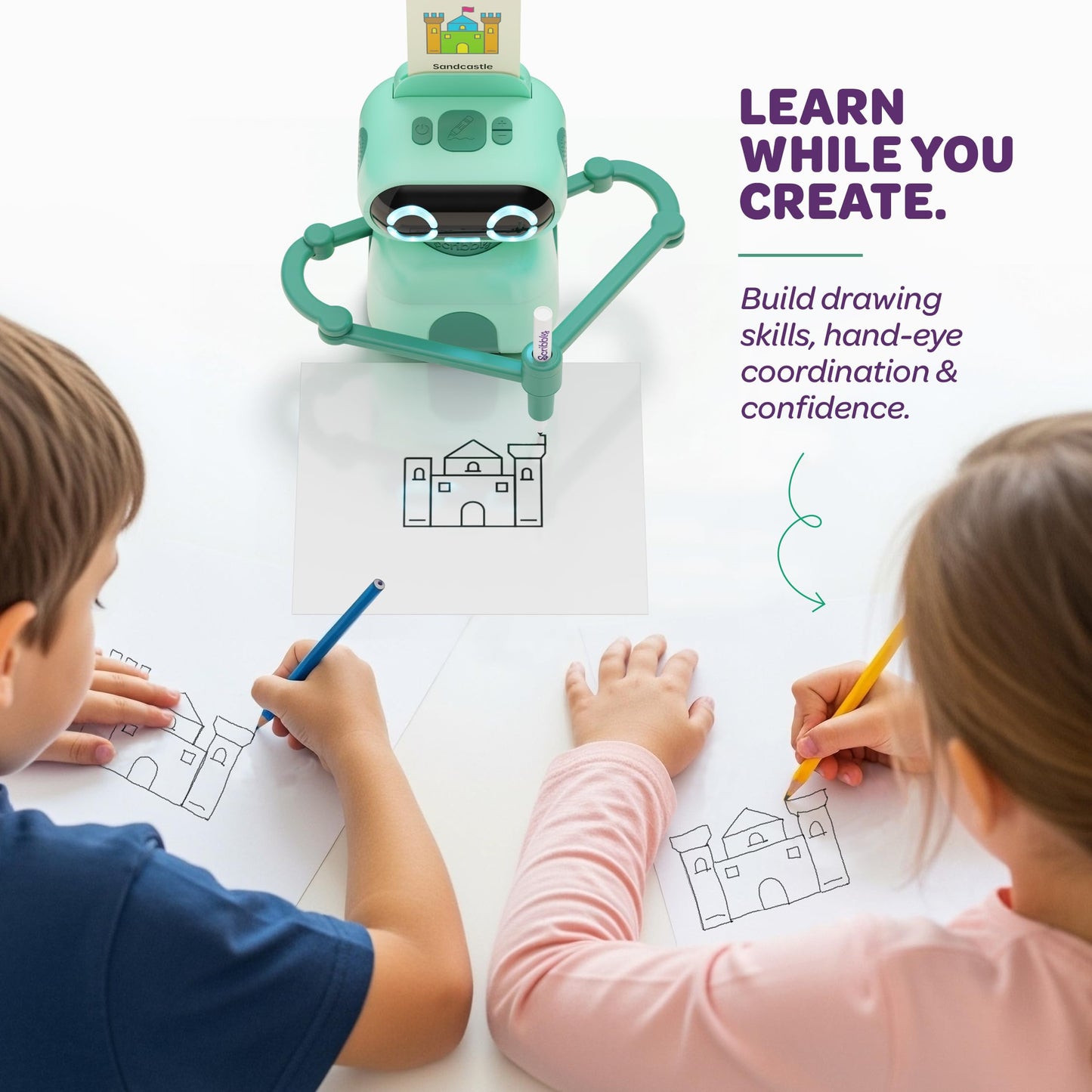 Dan&Darci Scribbly The Drawing Robot for Kids - 3 4 5 6 7 8 Year Old Girl Gifts - 5 Year Old Boy Birthday Gift - Kids Toys for Ages 5-7 - Learning Toys for Boys - Girls Educational Cool Toy