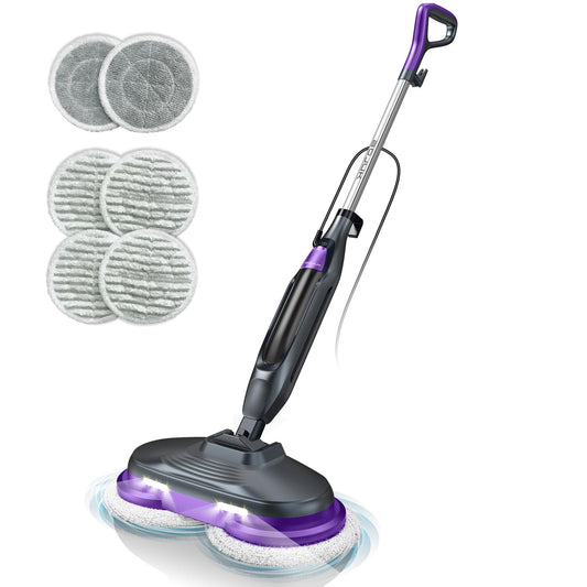 BOJUK Scrubbing Steam Mop, Steam Mops for Floor Cleaning with Rotating Pads, 4 Cleaning Modes & LED Headlights, Swivel Steering,Safe for all Sealed Hard Floors F2