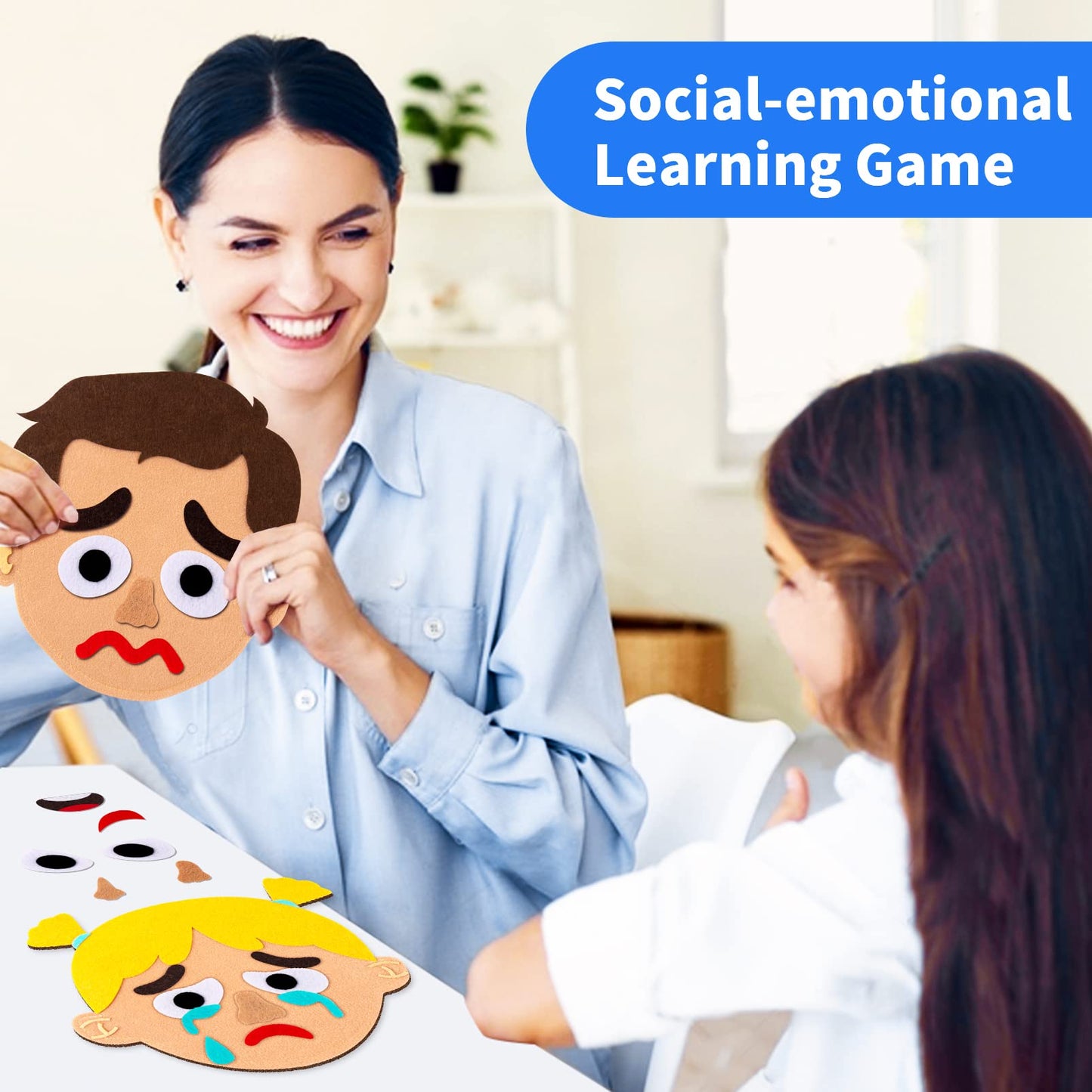 Craftstory 116 Pcs Feeling & Emotions Busy Board Sensory Toys for Toddlers - 6 Family Face Boards Social-Emotional-Learning-Games, Kids Autism Speech Therapy Materials, Gifts for Boys Girls Age 3+