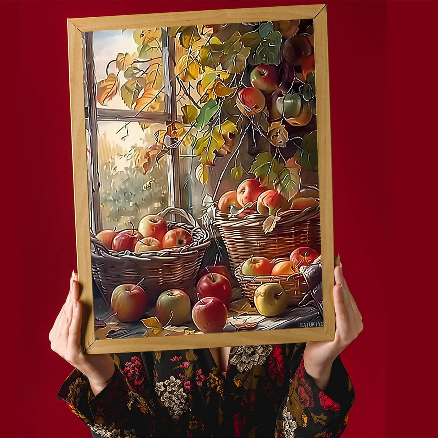 EATUKYIC Diamond Painting Kits for Adults Apples in The Baskets Diamond Art Kits for 5D Apple Gem Art Kits for Adult DIY Crafts Kits for Home Wall Decor Gifts 12x16 inch