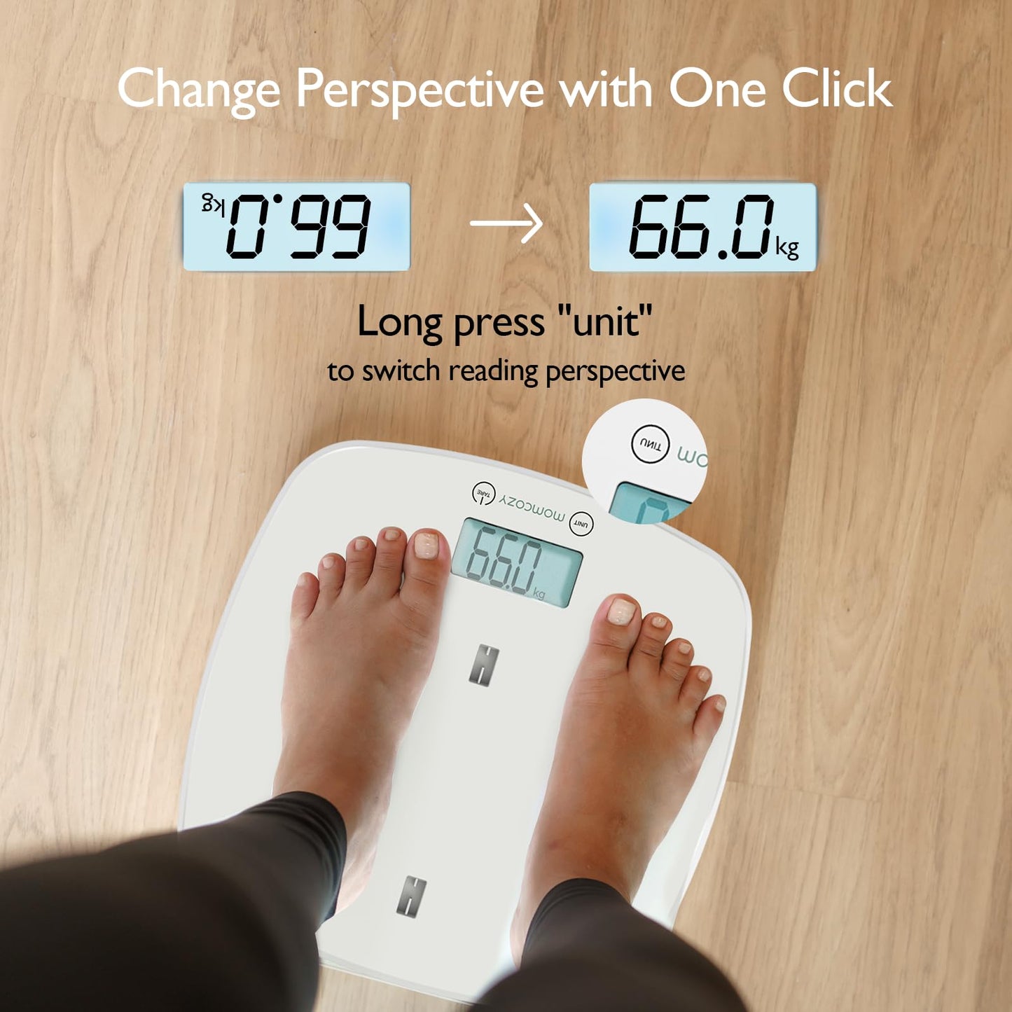 Momcozy Multi-Functional Baby Scale for Toddler, Children, Pet, Adult, Removable Scales for Body Weight & Height Measurement, Perspectives Switch, 5 Units, Digital LED Screen, Auto-Off, Up to 330lb