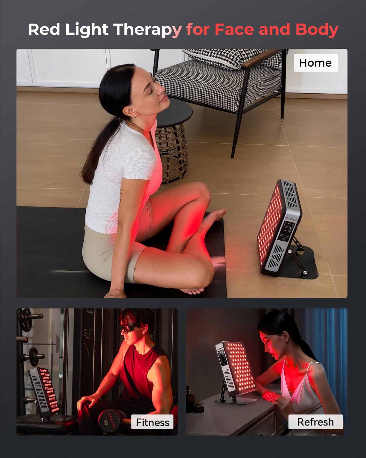 FLIKEZE 2026 Upgraded Red Light Therapy for Body Face, Dual Chip 660nm 850nm Red Light Panel with 3 Modes, Dimmable & Timer, Infrared Light Therapy for Home Office Gym, Basic 78 LEDs