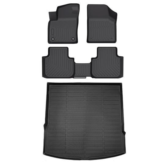 HAFIDI® Floor Mats & Cargo Liner Set Fit for 2020-2025 2026 Volkswagen Atlas Cross Sport (5 Passenger) All Weather Protection TPE Anti-Slip Car Floor Liners VW Atlas Cross Sport Accessories -Black