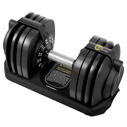BODYTECH 53LBS/24KG Quick Adjust Dumbbell - 1-Second Weight Change & Safety Lock | Sweat-Proof Metal Grip | Space Saving Home Gym Equipment