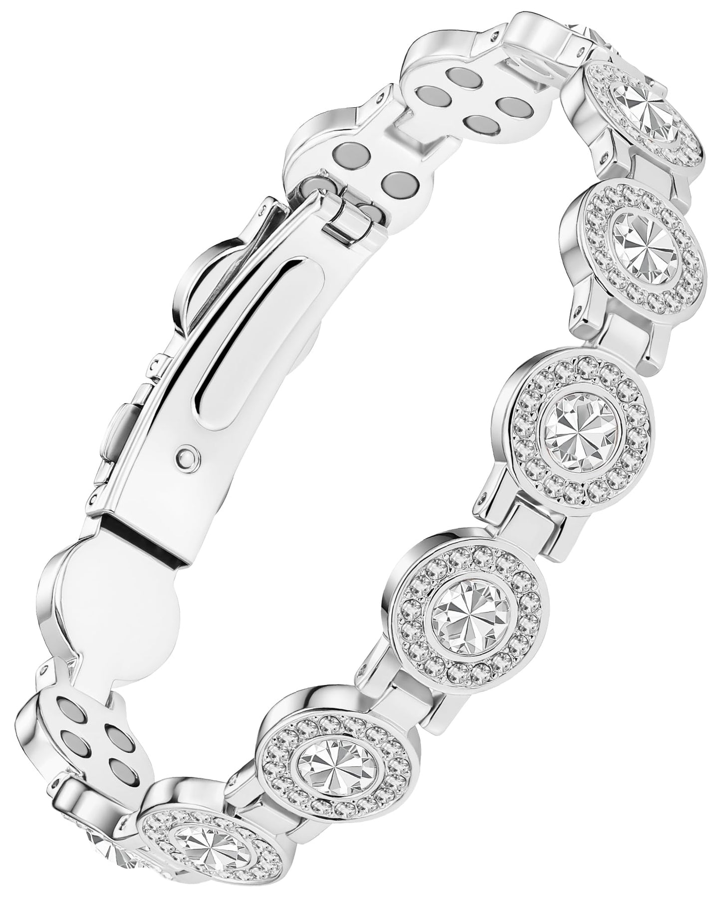 Jecanori Brilliant Crystals Copper Bracelet for Women, 4X Strength Magnetic Therapy Bracelet with 3800 Gauss Neodymium Magnets, Adjustable Pure Copper Jewelry Gift
