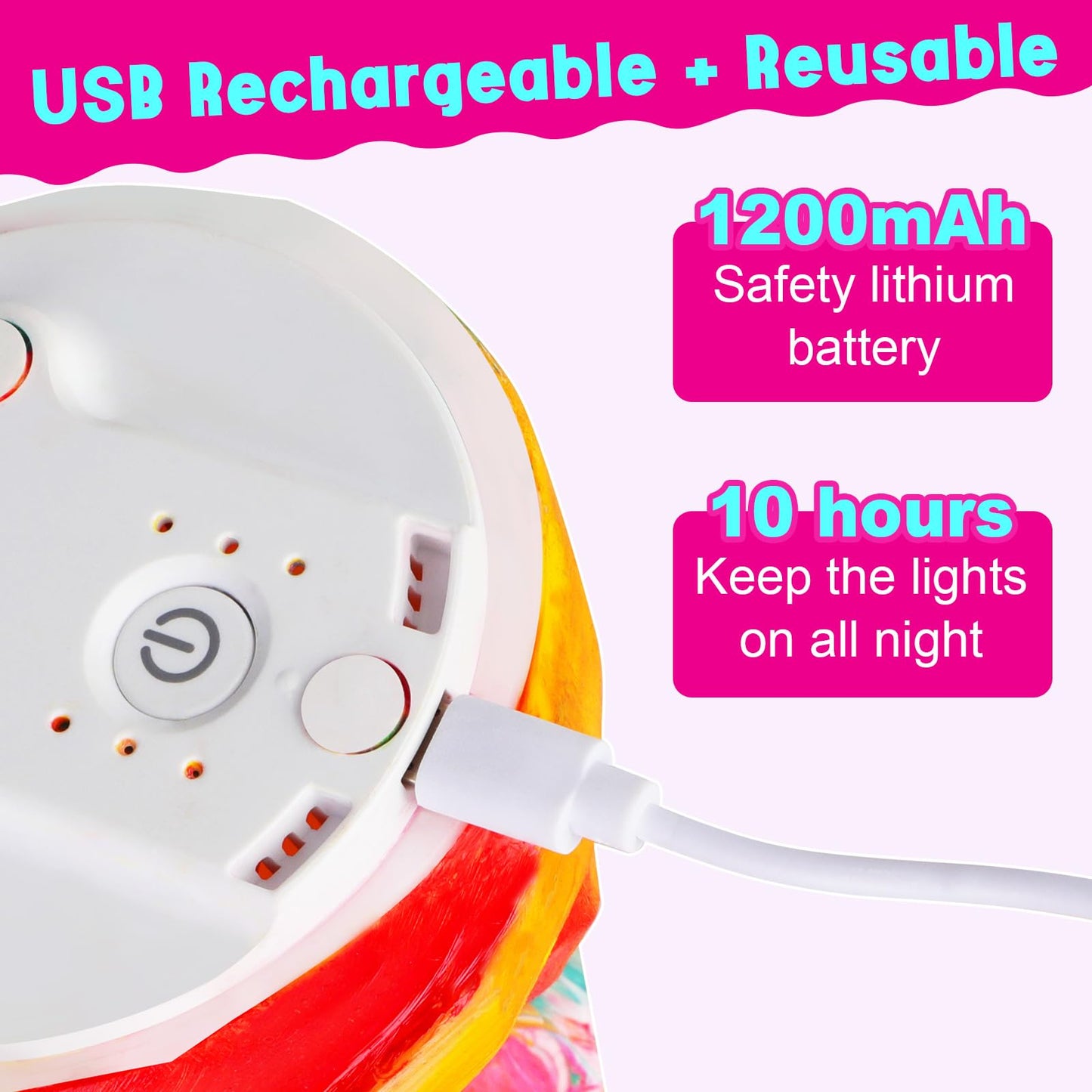 EPUMP Paint Your Own Unicorn Lamp Kit - Rechargeable 1200mAh Night Light with 2 Light Modes, Arts and Crafts Painting Toys for Girls Boys, Art Supplies Birthday Gifts for Kids Ages 3-12+